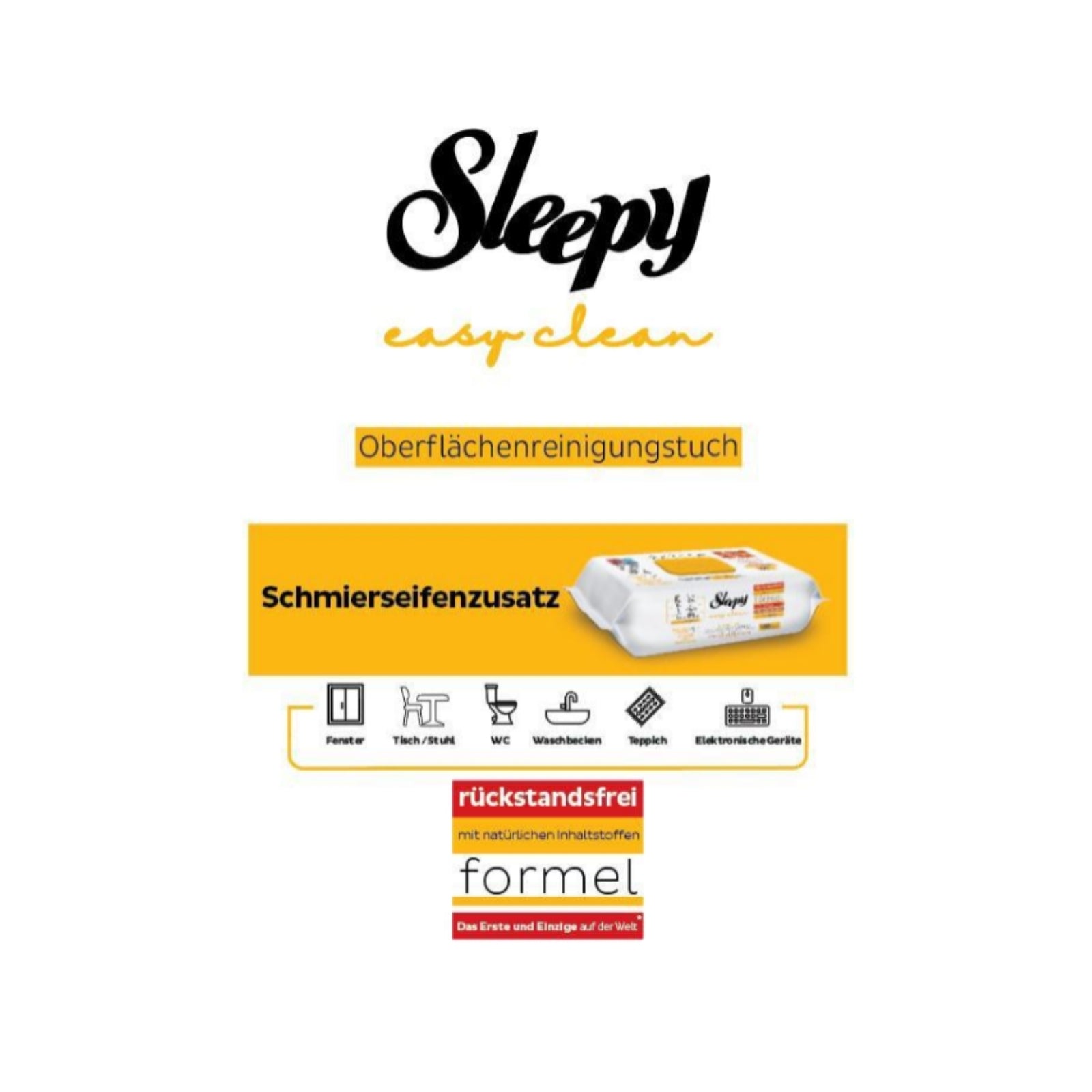 Sleepy Easy Clean Oberflächenreinigungstücher - gelb 6x100 Stück - Visbona Shop